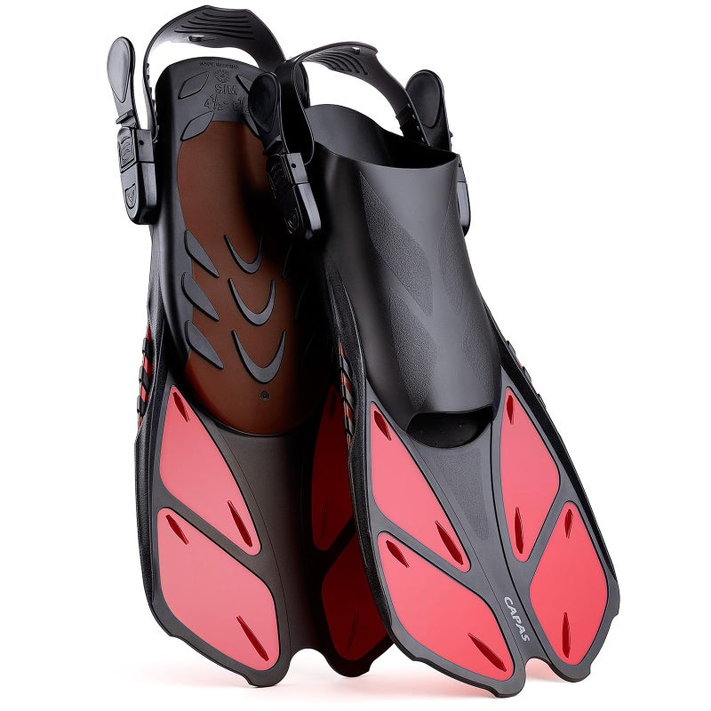 CAPAS Snorkel Fins, Swim Fins Travel Size Short Adjustable for Snorkeling Diving Adult Men Women Kids Open Heel Swimming Flippers - Image 4